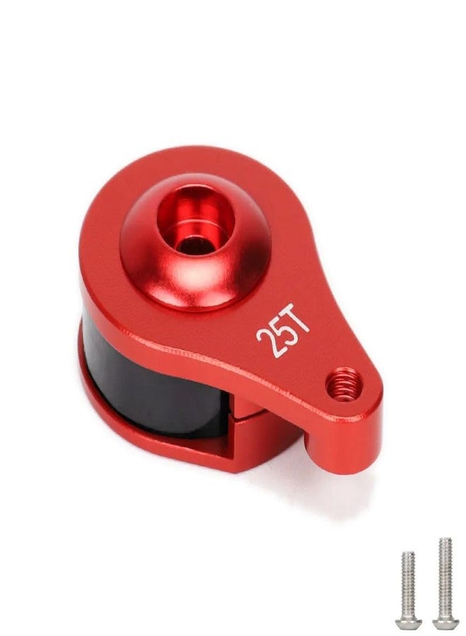 UURCSKY 2 Sets Aluminum 25T Servo Saver 1 Hole Adjustable Hi-Torque Servo Horn for 1/10 SCX10 Capra TRX4 TRX6 RC Car Crawler Boat Parts (Red) - Image 5